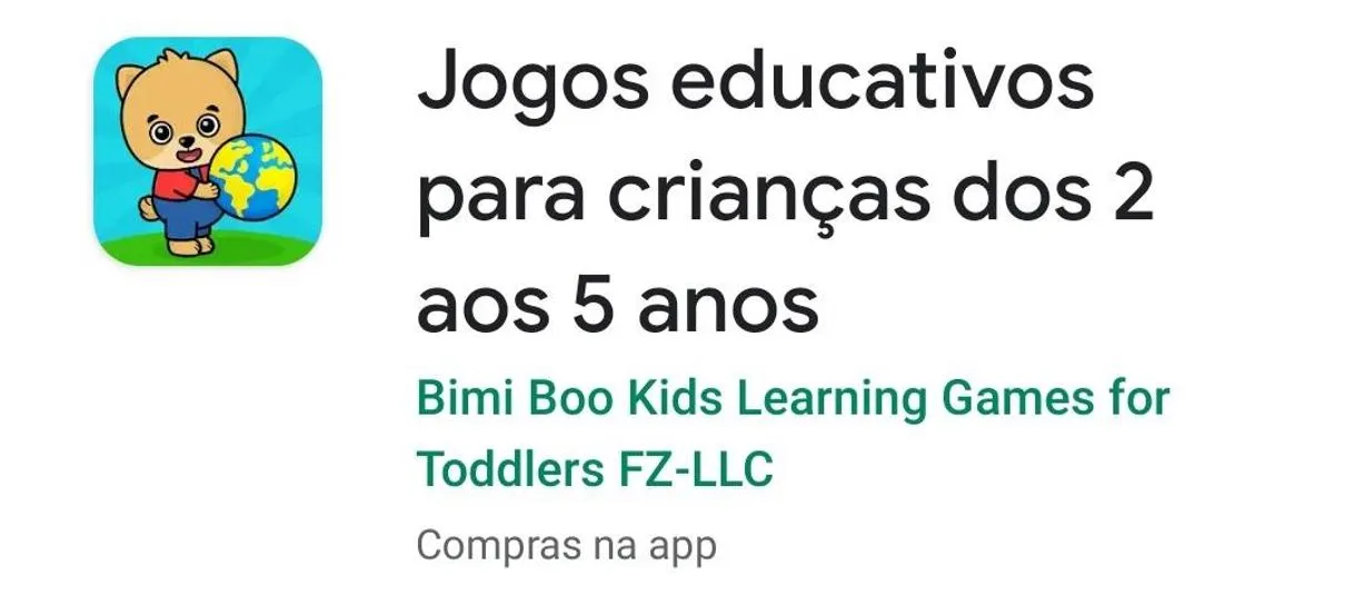Jogo educativo 2 aos 5 anos