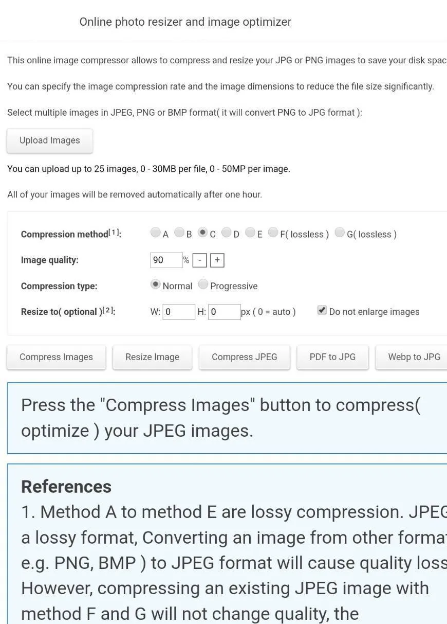Online image optimizer