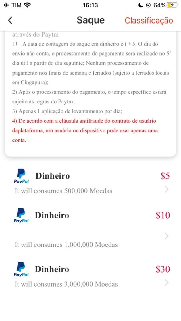 APP PAGANDO VIA PAYPAL