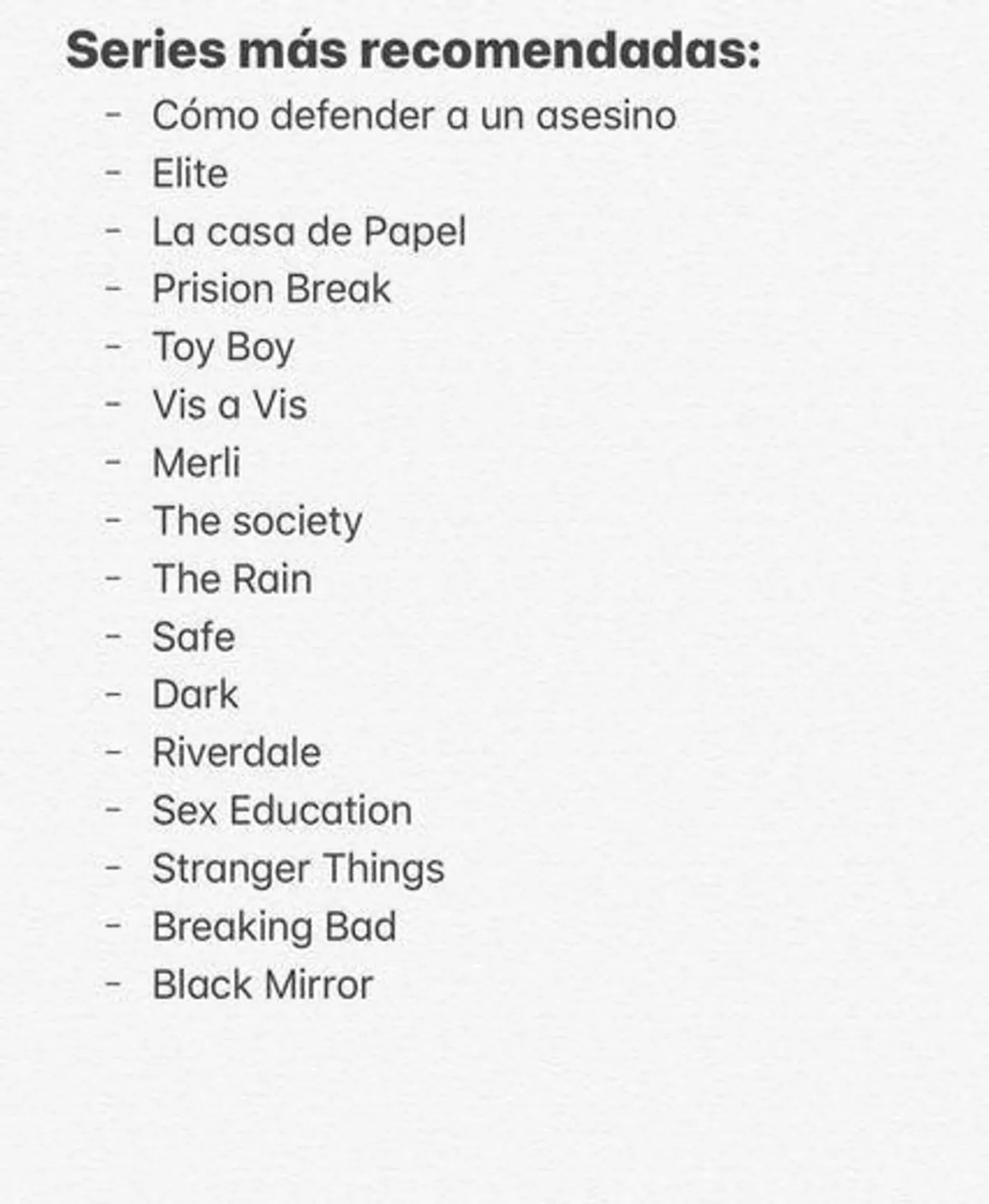 Series más recomendadas
