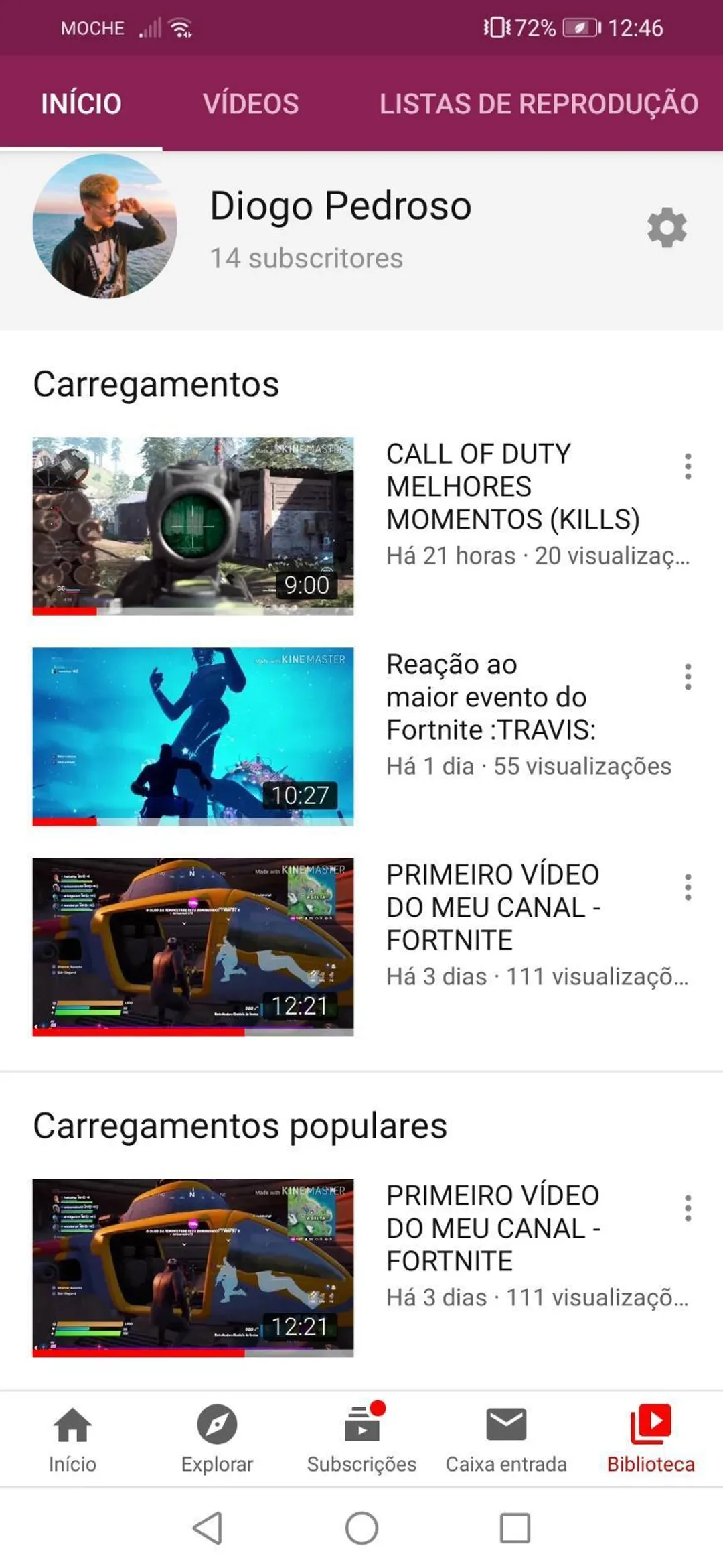 Meu canal do YouTube 😋 💪