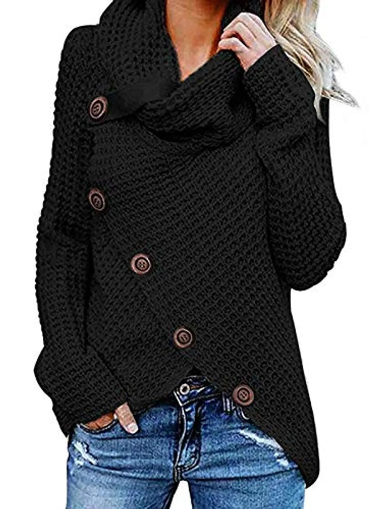 kenoce Jersey Mujer Jersey de Cuello Alto Mujer Jersey Grueso Pullover Jersey