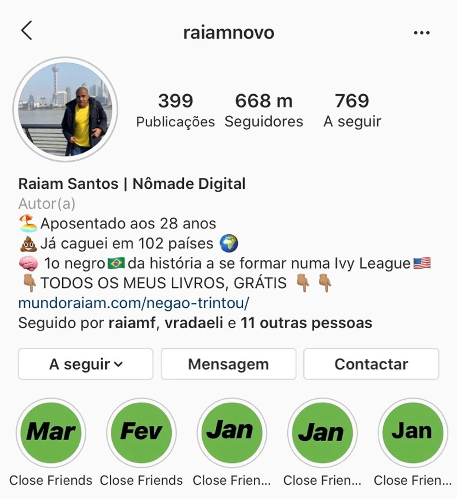 Contas do instagram