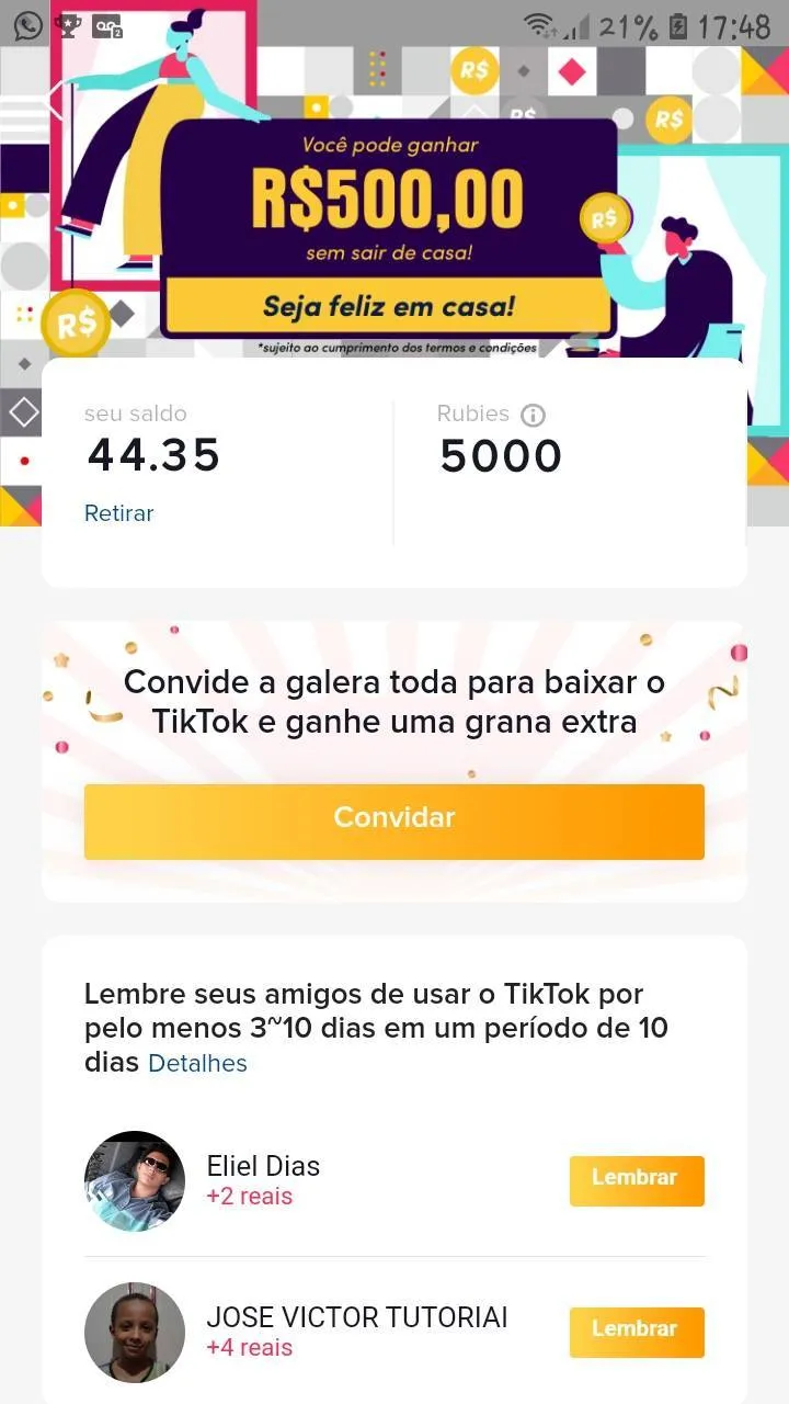 GANHE BÔNUS EM DINHEIRO NO TIK TOK