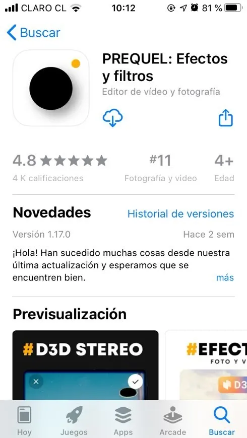 PREQUEL: Efectos y filtros en App Store
