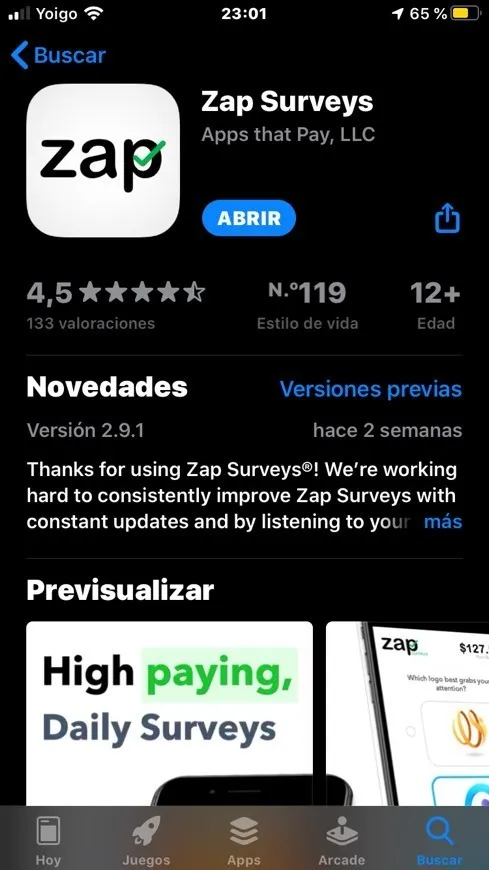 Zap surveys