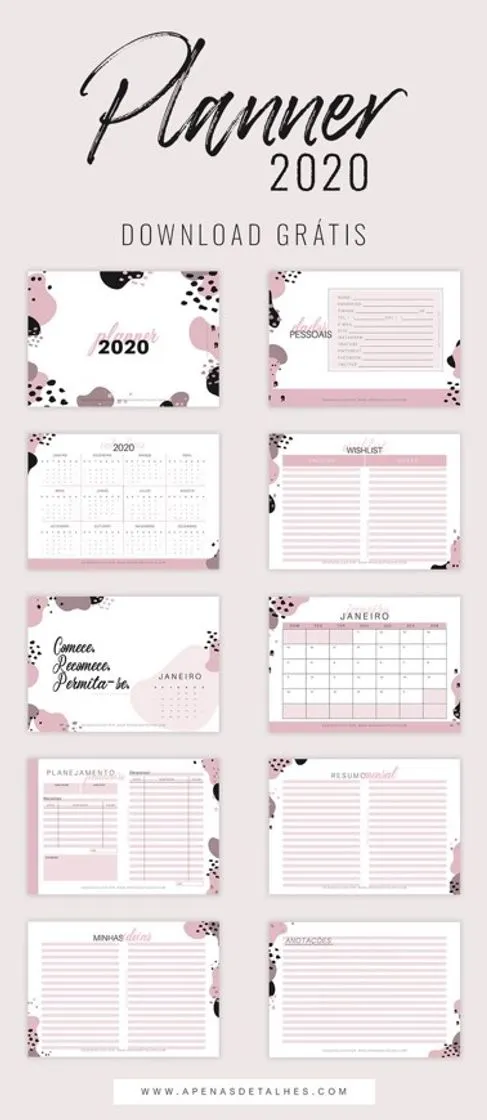 Planner anual rosa