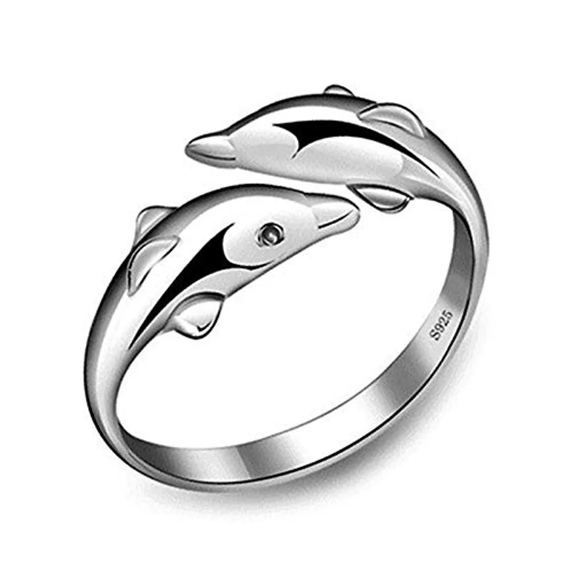 WANGJIA Anillo Anillos De Amor con Doble Delfín para Mujer Joyería De