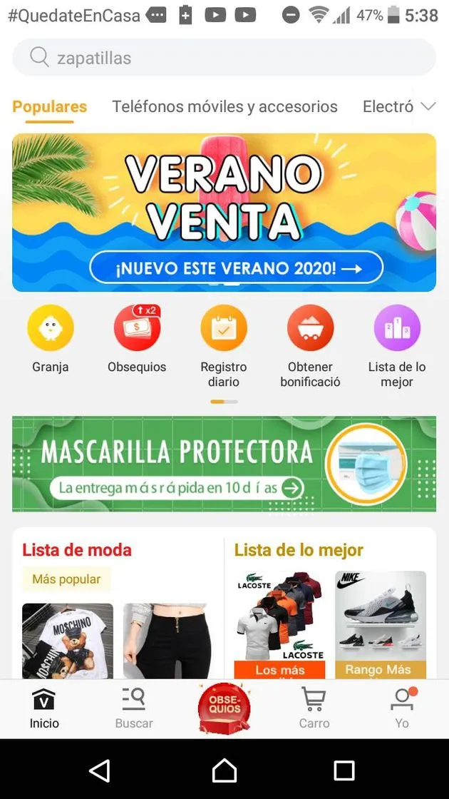Vova App aplicación de comercio electrónico.