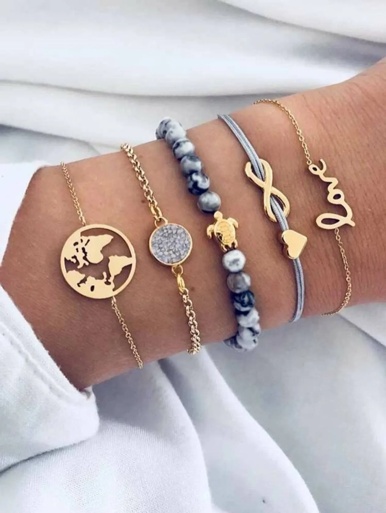 Set De Pulsera Con Infinito Y Tierra 5 Piezas | SHEIN