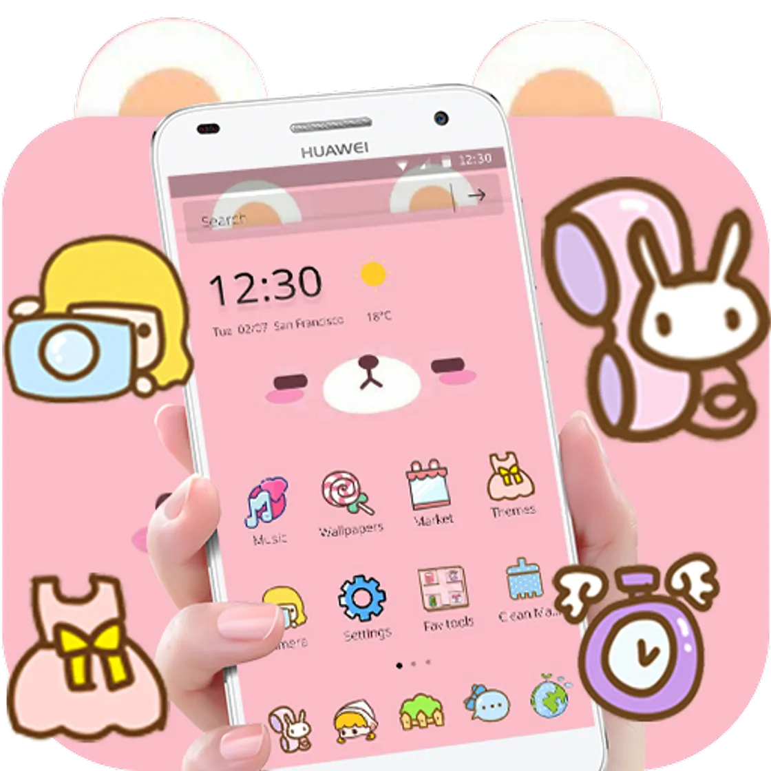 Pink Cute Cartoon Bear Theme - Apps on Google Play