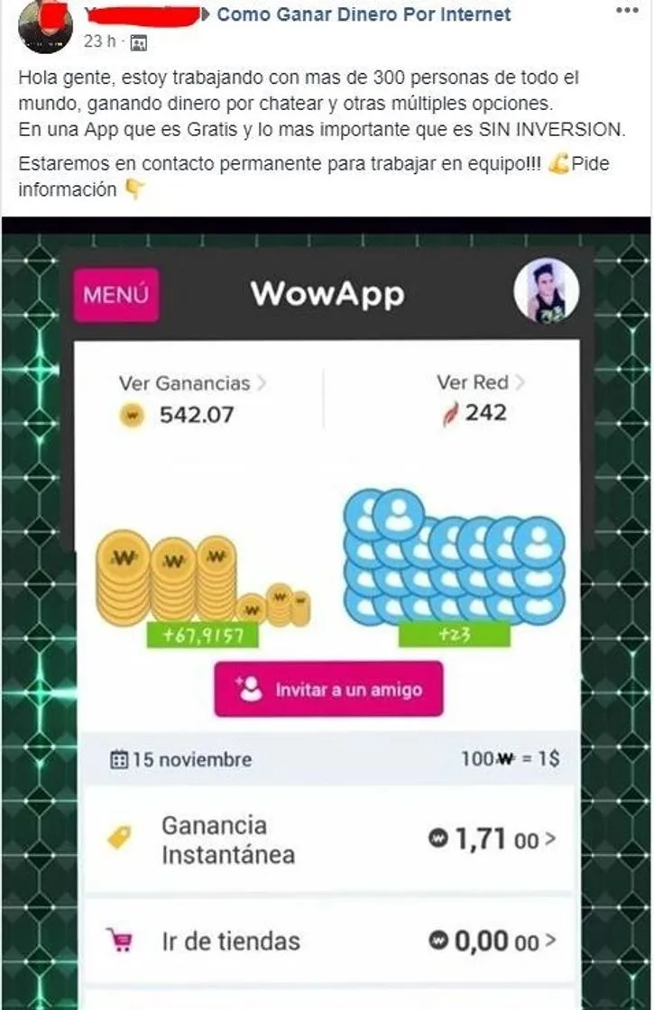 Wowapp una app para chatear, compartir, jugar, comprar, etc