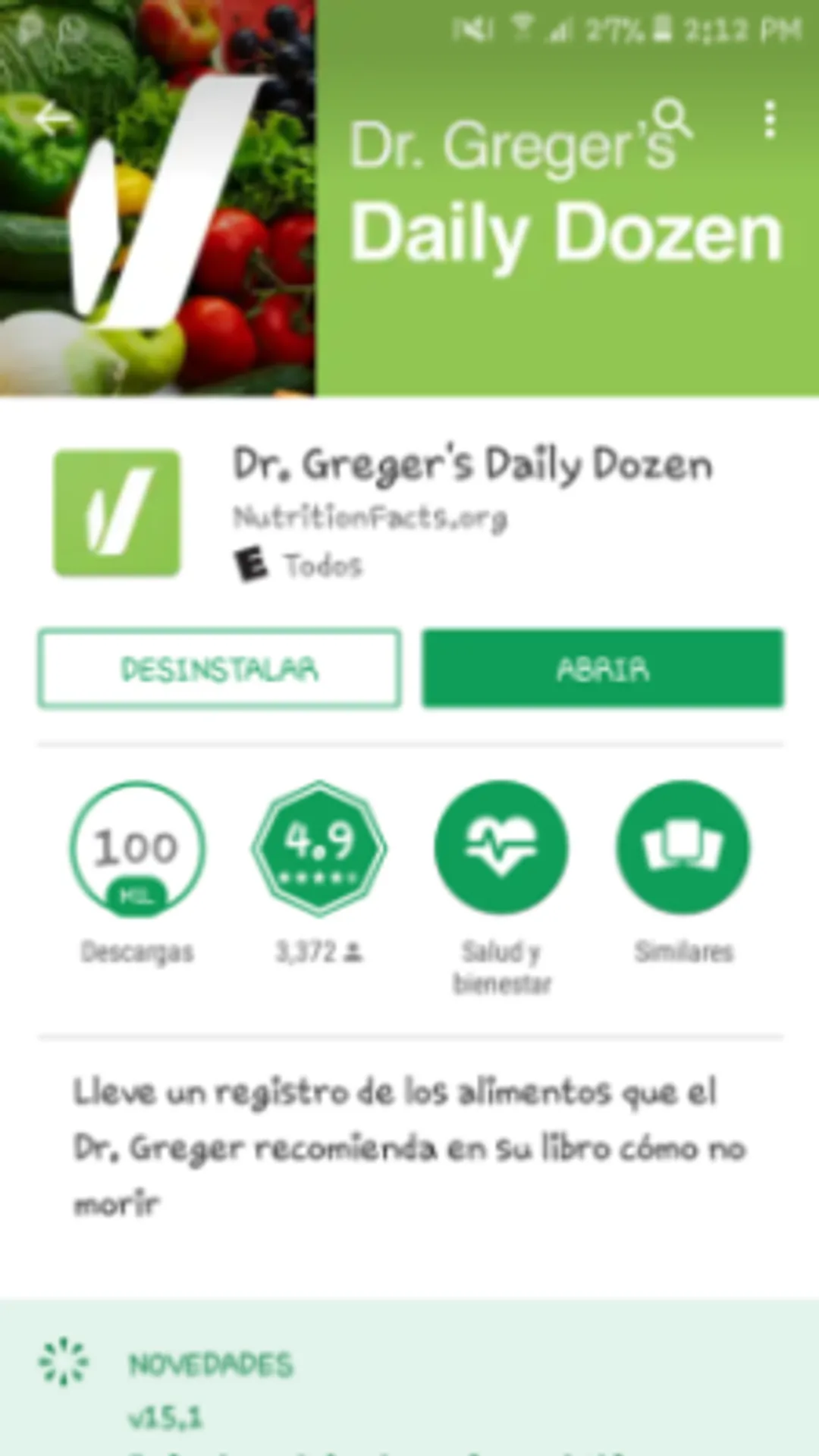 App para veganos creada por el doctor Greger