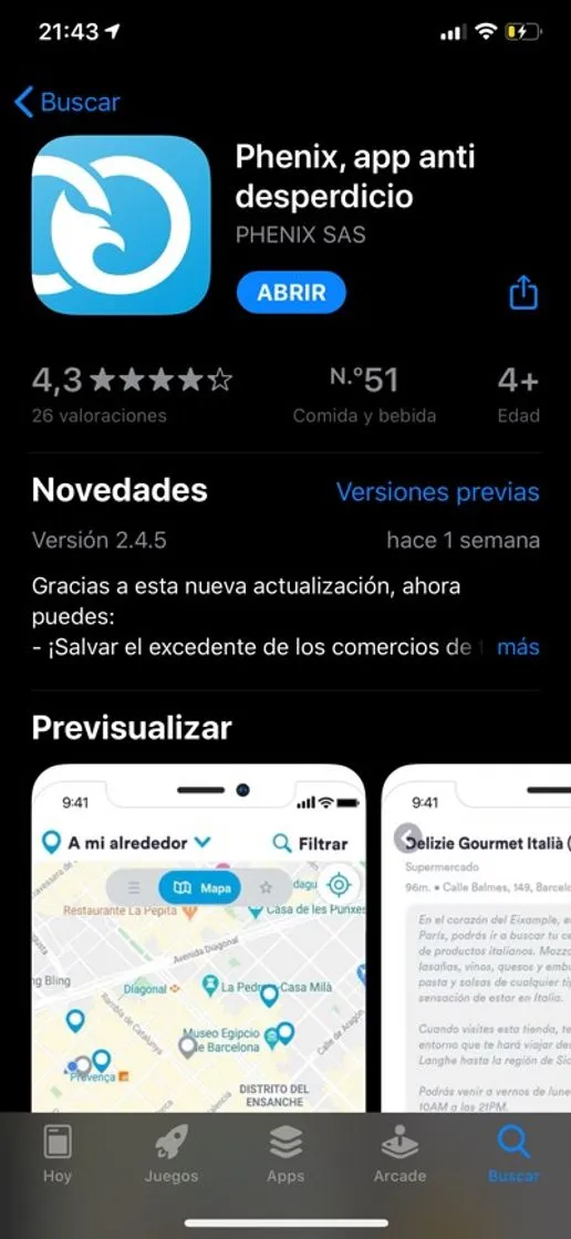 Phenix, app anti desperdicio en App Store