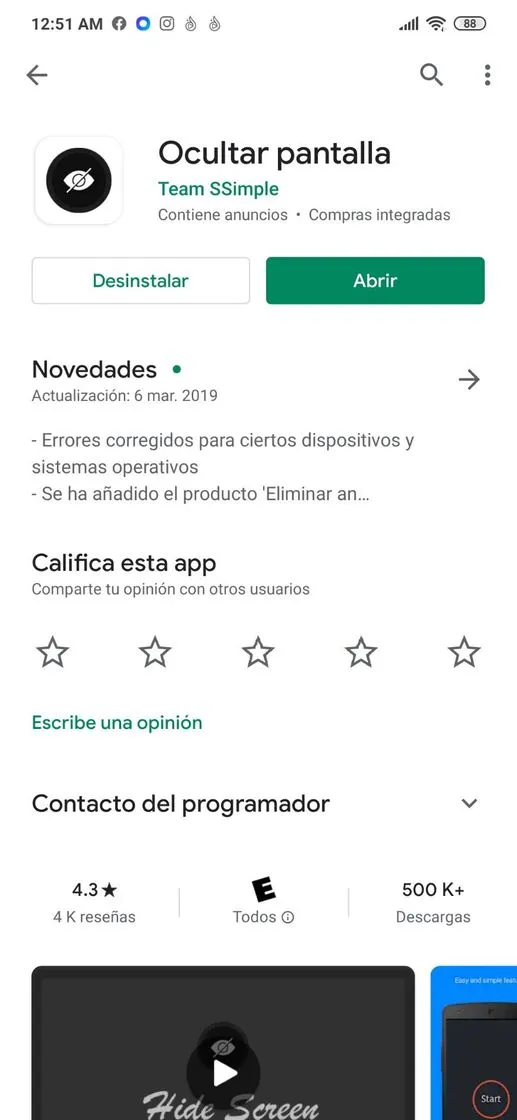 Ocultar pantalla muy buena app para dejar la pantalla oscura