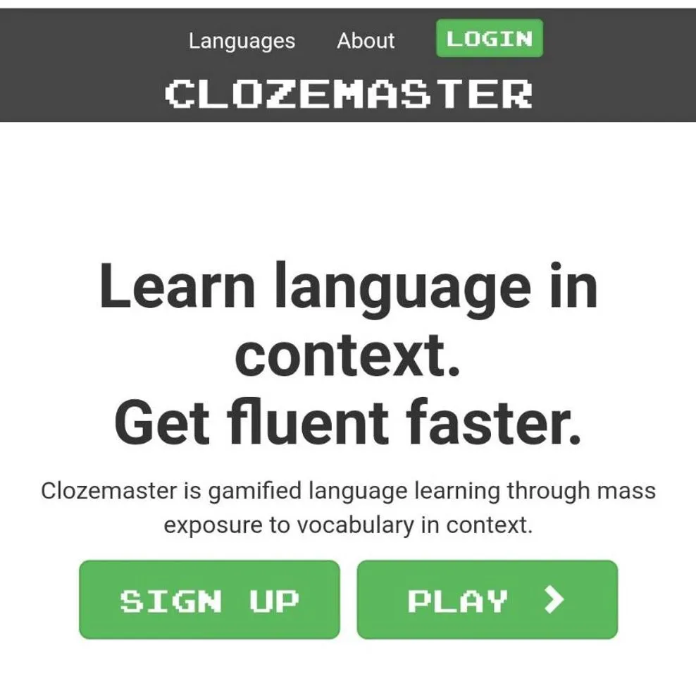 Clozemaster. Learn languages in context