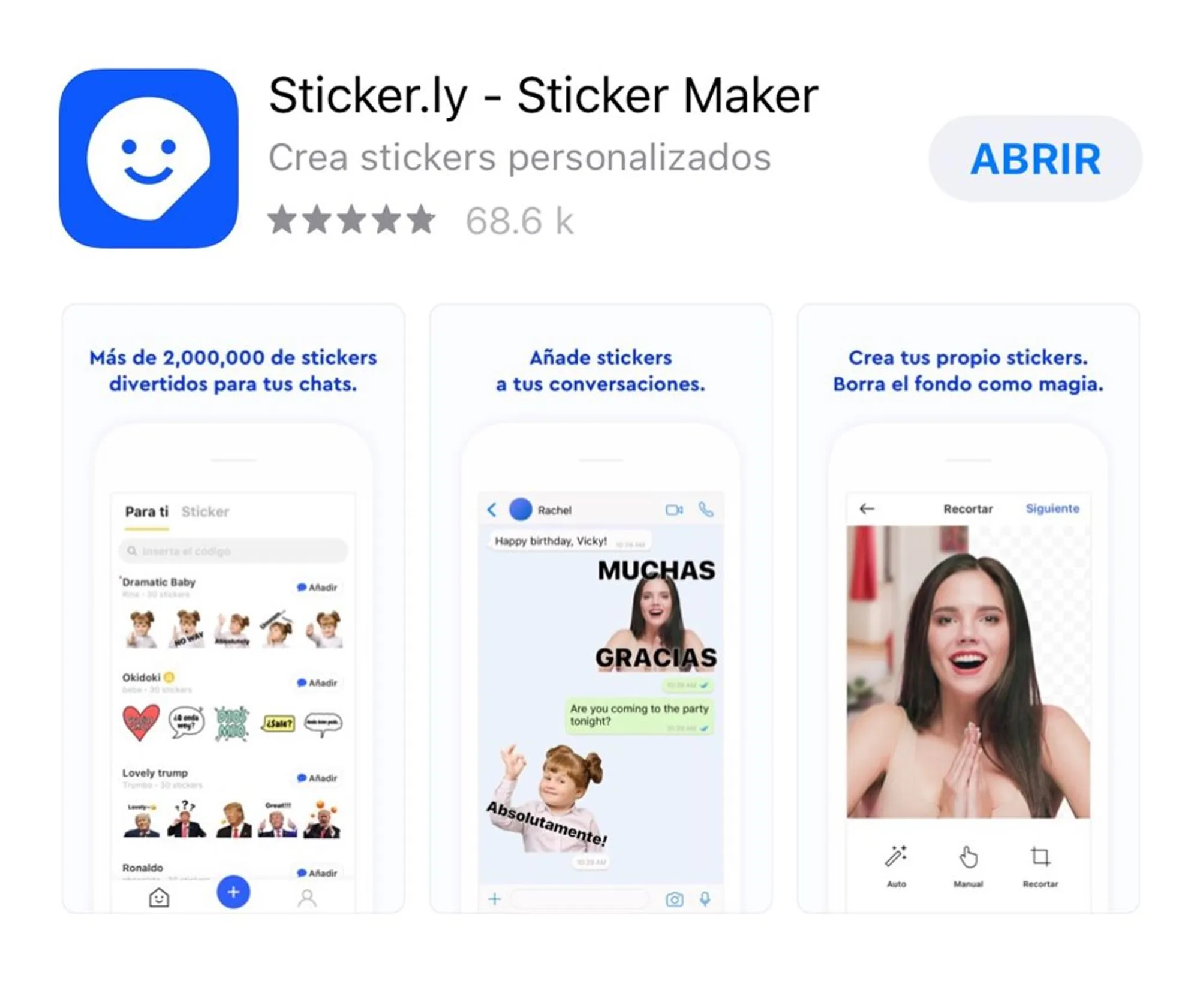 Aplicación para stickers