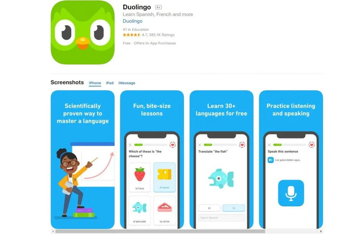 Aplicación para reforzar y aprender idiomas