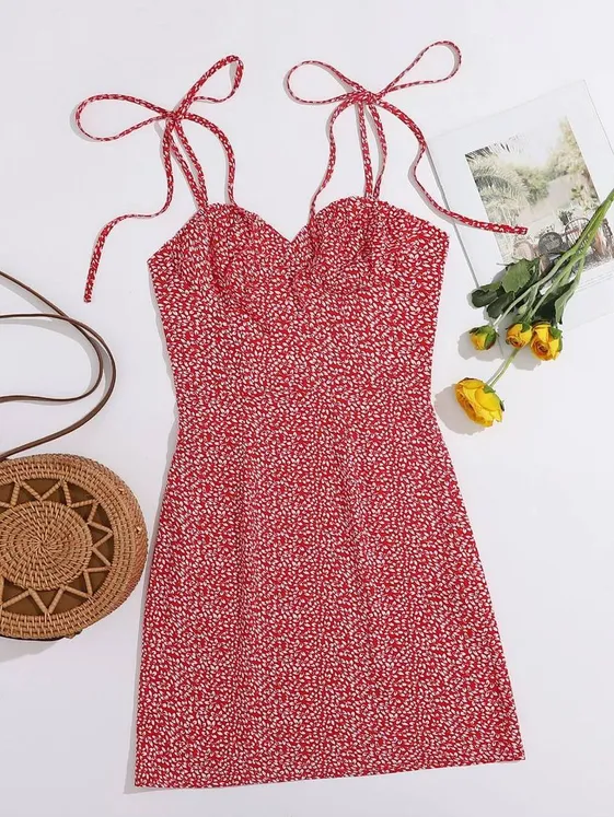 vestido rojo con estampado