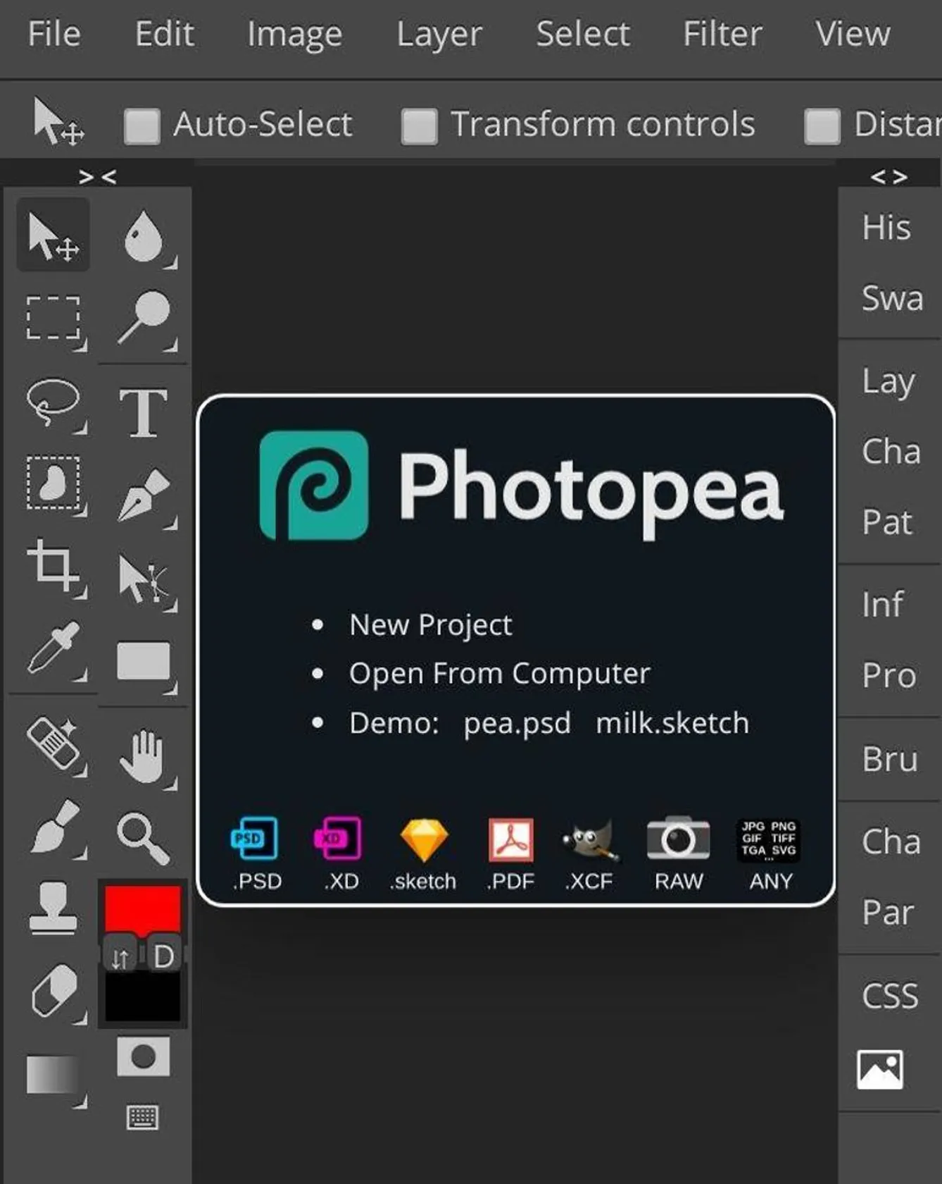 Photopea | es como photoshop en básico y es en oline. Free