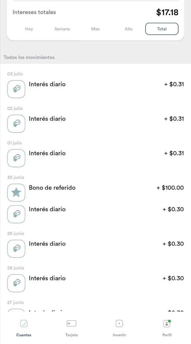 Cuenta digital donde ganas intereses diarios por ahorrar