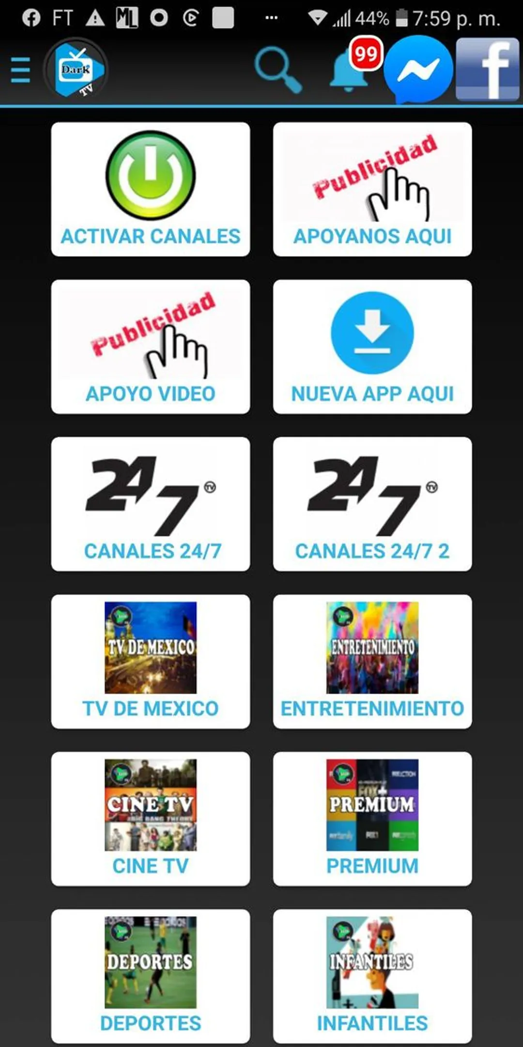 Dark TV 2.0 Android
Ver la televisión gratis en Android.