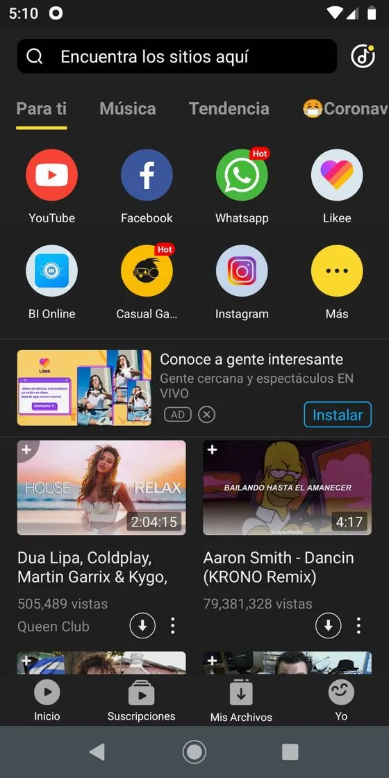 Aplicación para descargar videos y música de YouTube