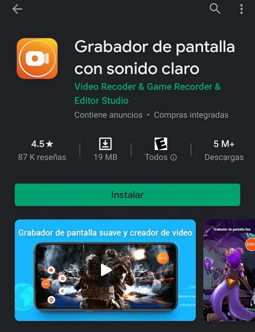 Grabadora de pantalla con sonido