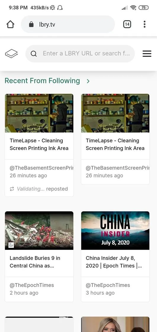Página/app LBRY