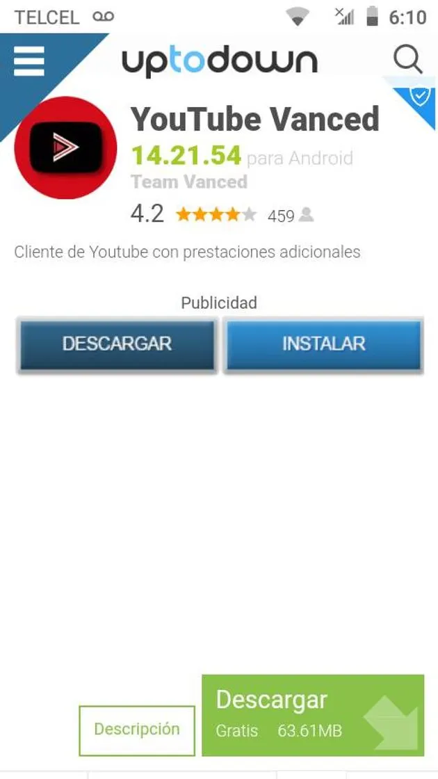descargar youtube vanced gratis (android)