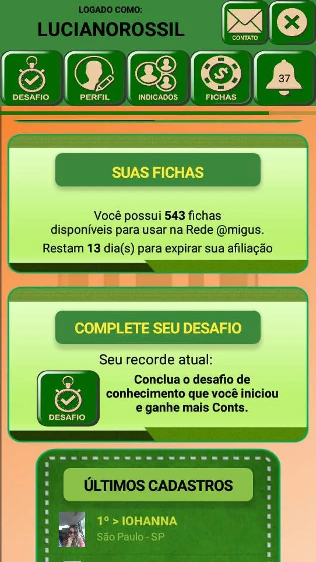 Rede @migus - Aumentar ciclo de amizade e aprender com jogos