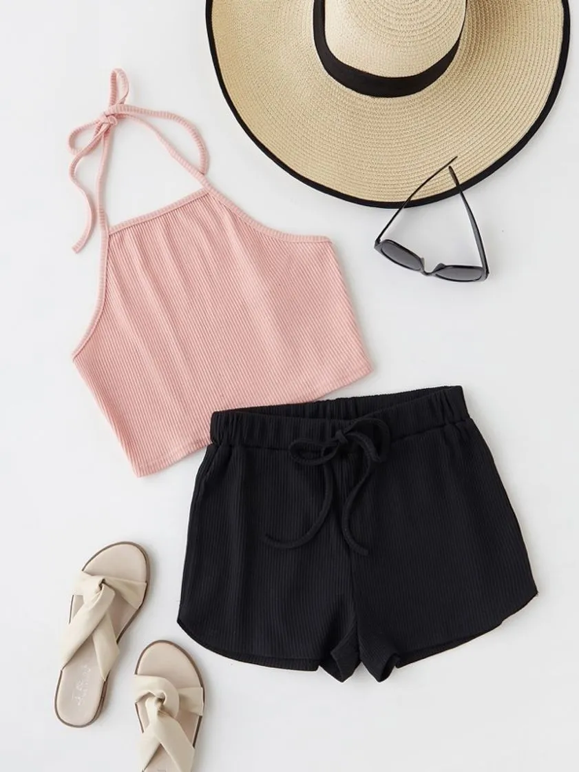 Outfit de dos piezas nudo monocolor multicolor casual