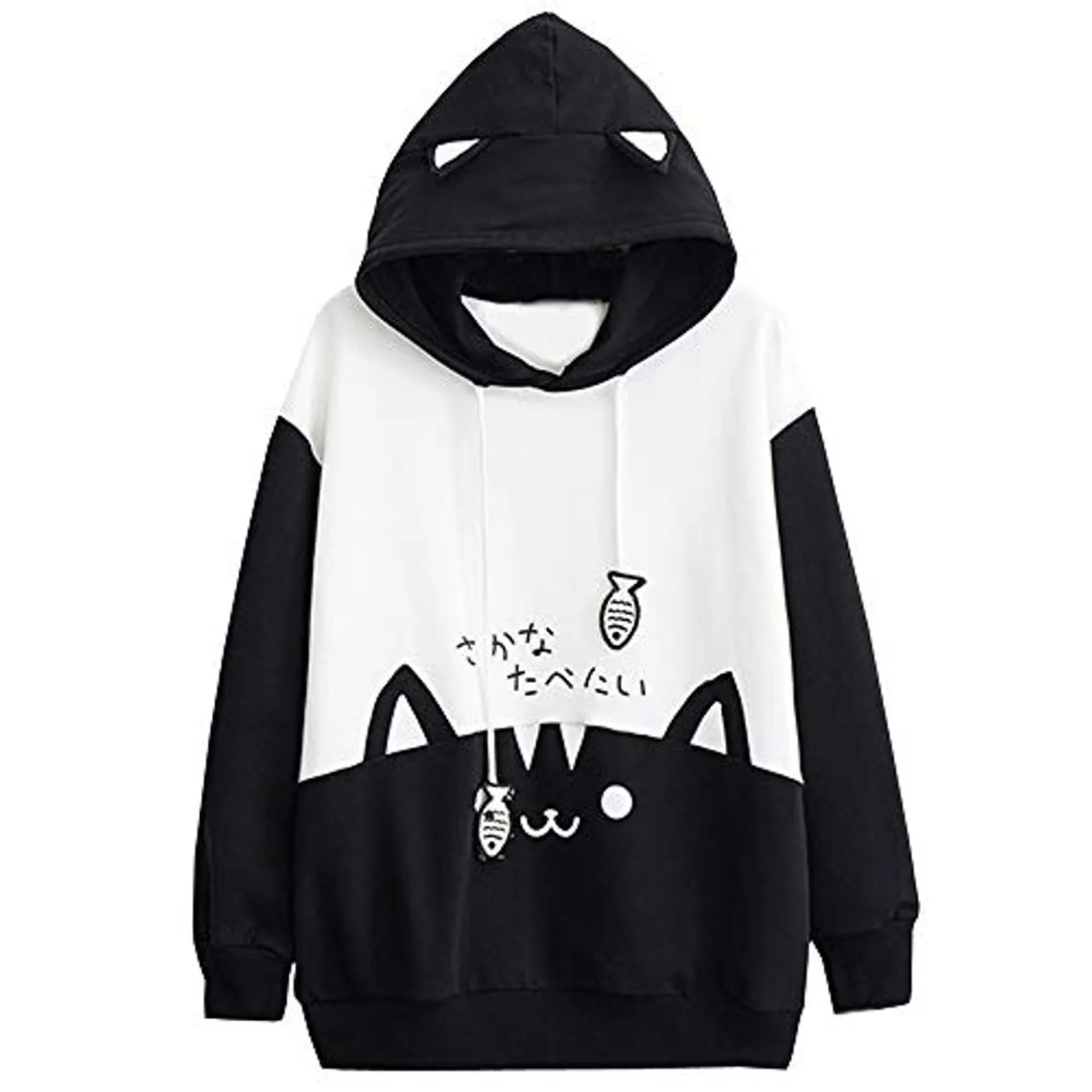 Lenfesh Sudadera con Orejas de Gato Casual Manga Larga Kawaii Sudaderas Adolescentes