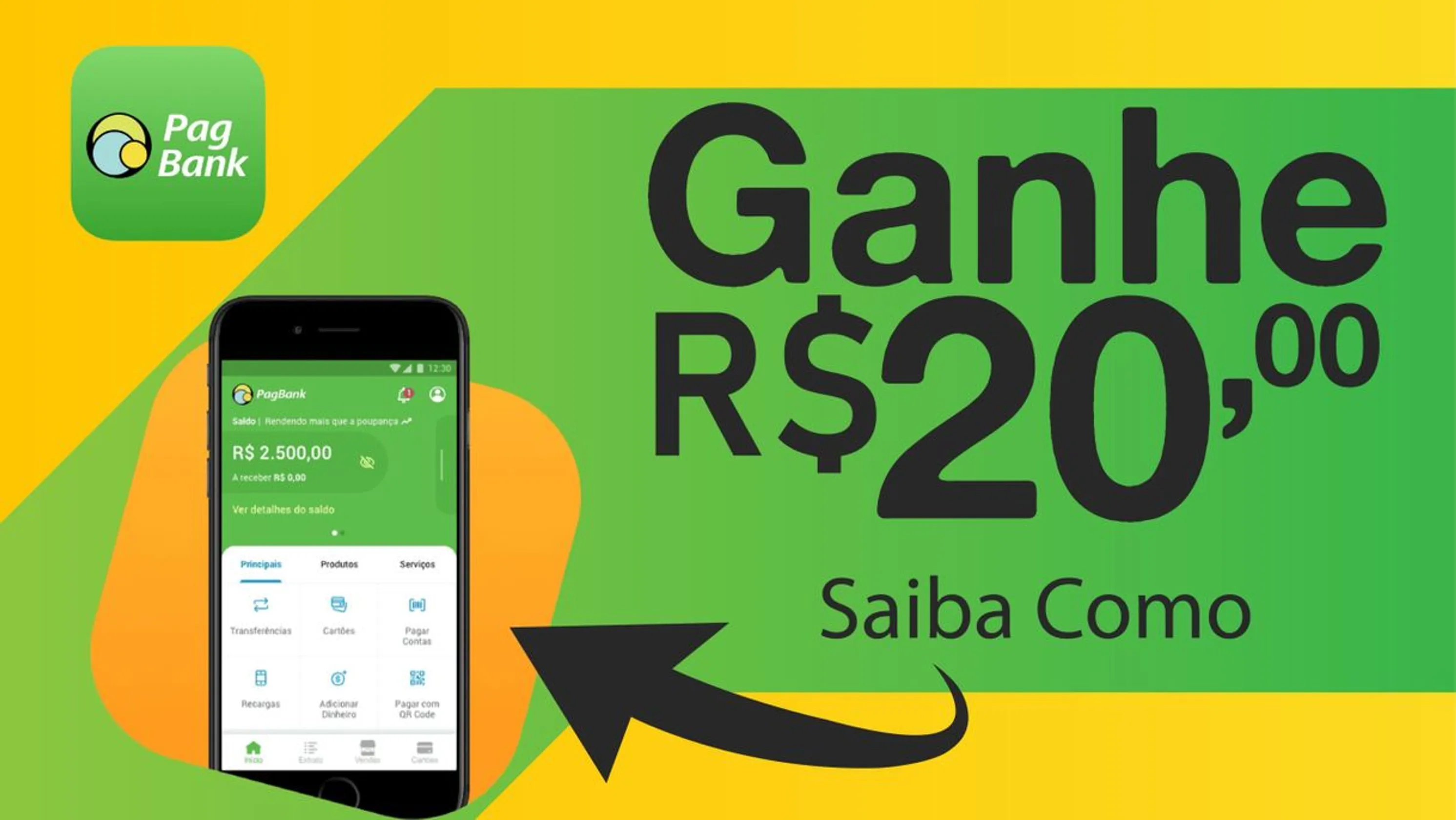 Pagbank ganhe baixe e ganhe R$20 pagbank