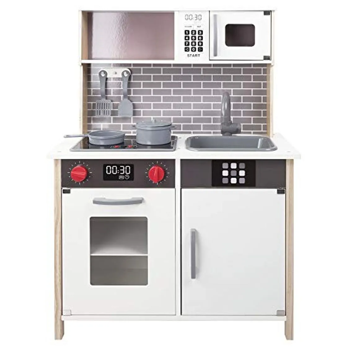 WOOMAX - Cocina de madera con accesorios, luz y sonido