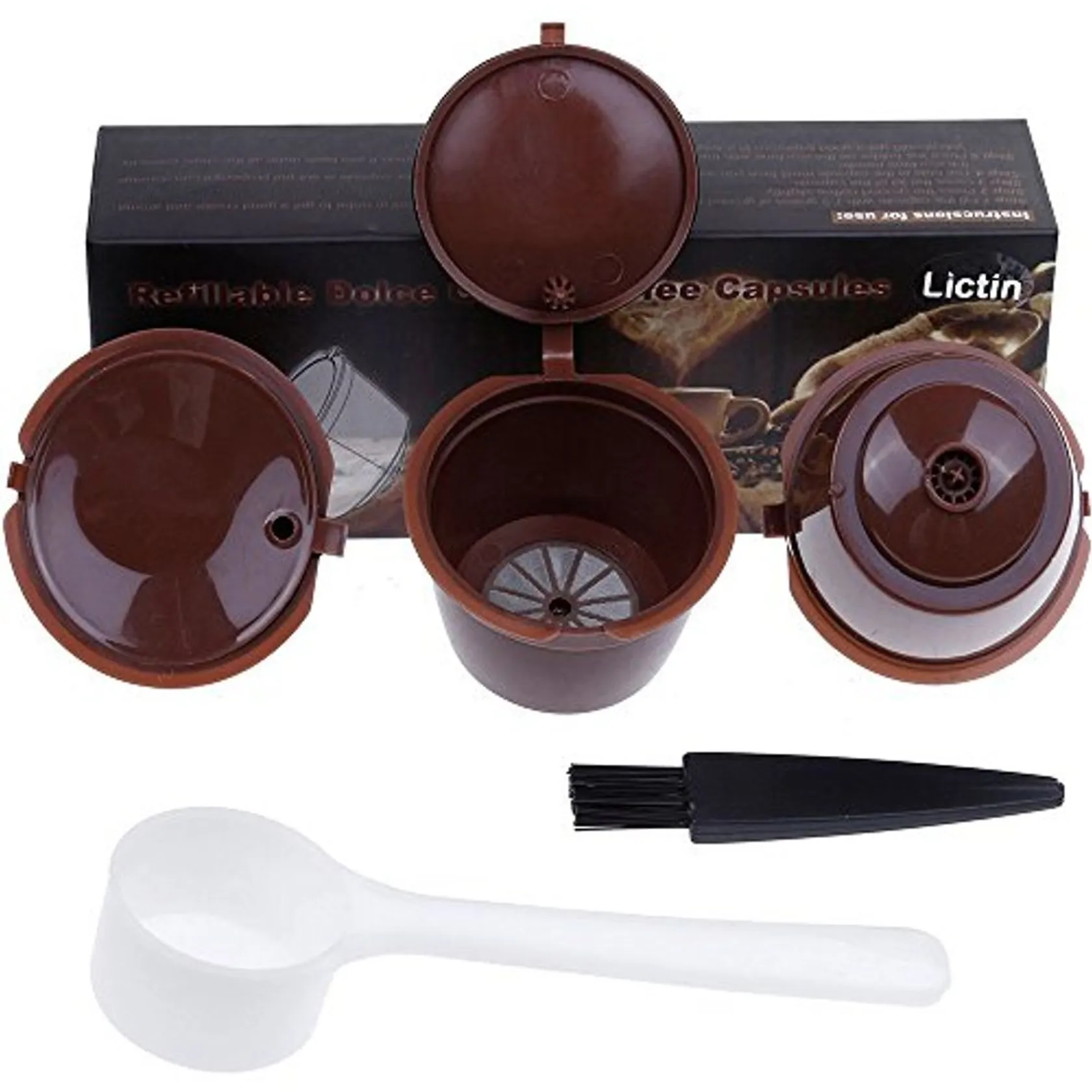 Lictin 3 Pack Cápsulas Filtros de Café Recargable Reutilizable para Cafetera Dolce