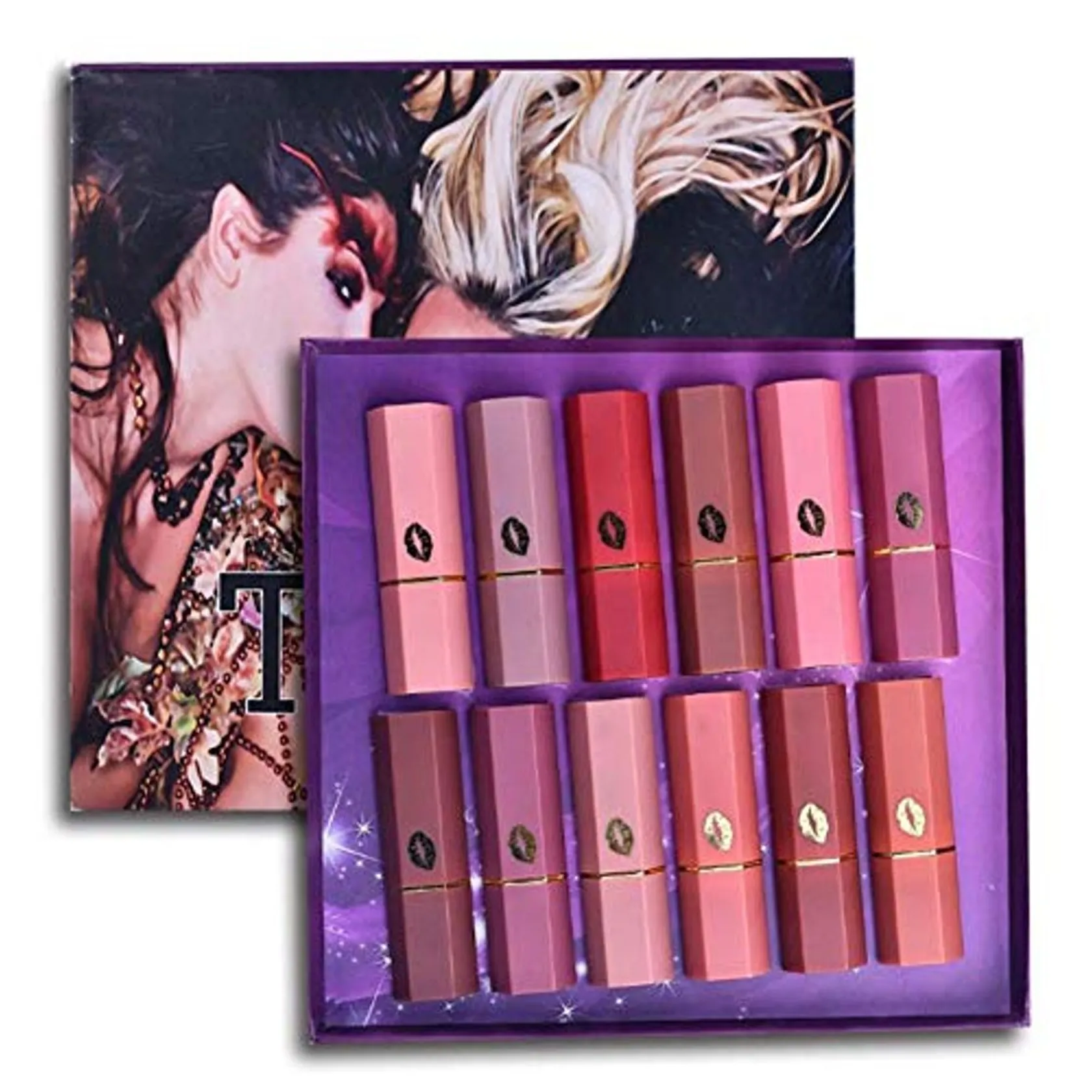 Juego de lápiz labial mate de 12 colores de moda