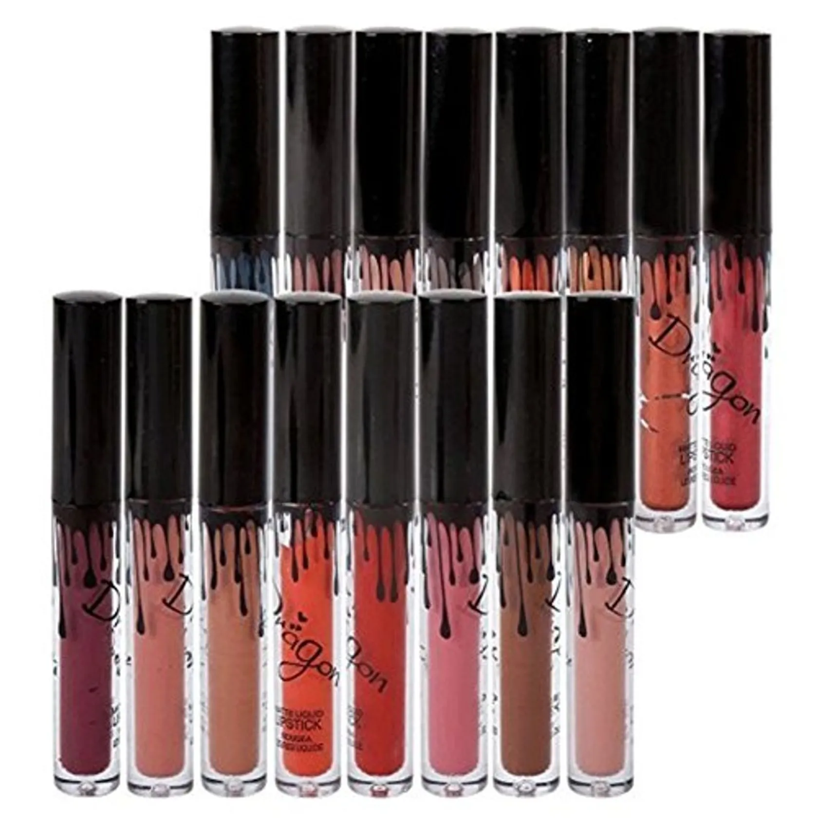 RICHOOSE 16 Colores Set Líquido Maquillaje Líquido Maquillaje Lápiz Mate Lápiz Labial