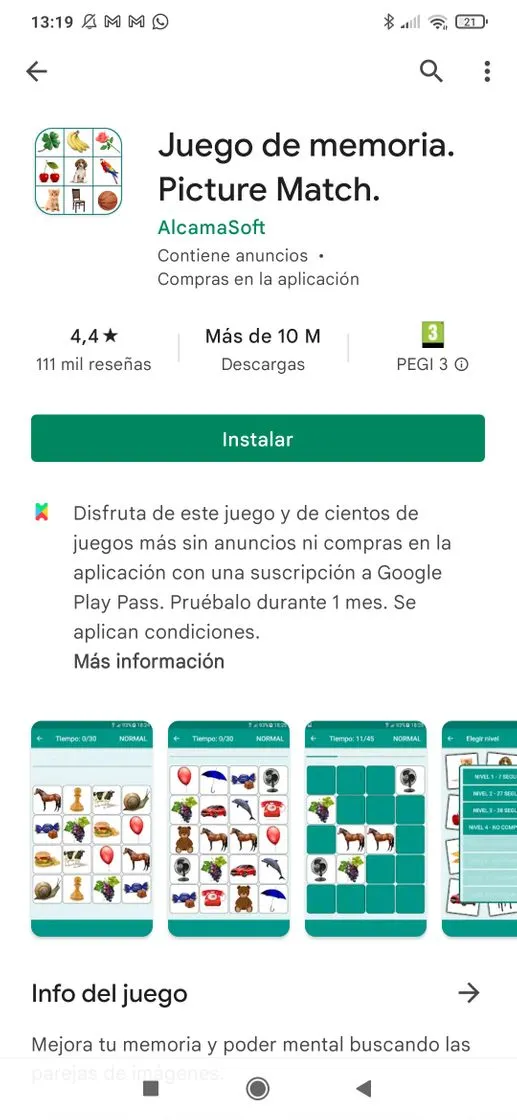 Juego de memoria. Picture Match